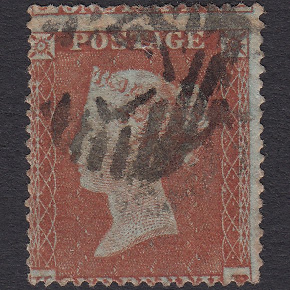 GB QV 1854 1d Red-brown (Plate 192) SG17-C1(1) KB London IS Cancel