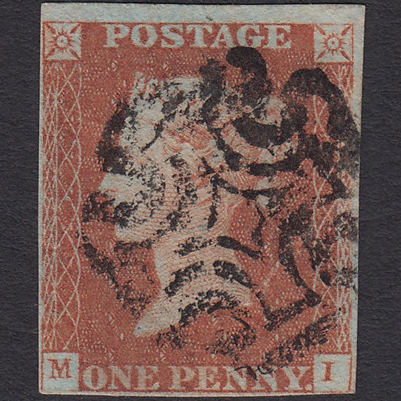 GB QV 1841 1d Red-brown (Plate 25) SG8-B1(1) MI GU 4 Margins Maltese Cross