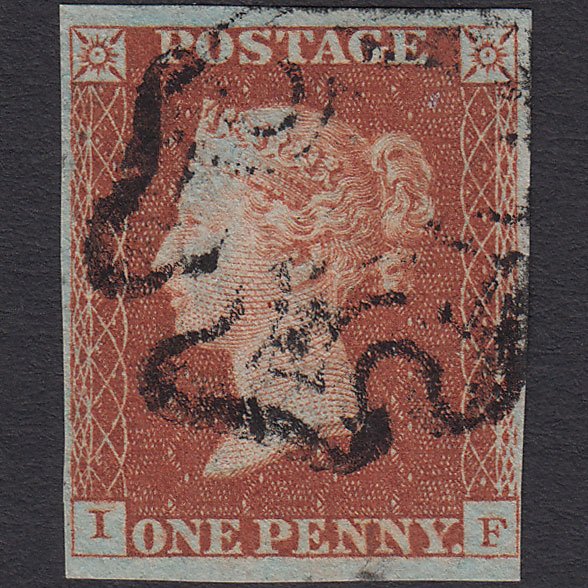 GB QV 1841 1d Red-brown (Plate 25) SG8-B1(1) IF FU 4 Margins Maltese Cross