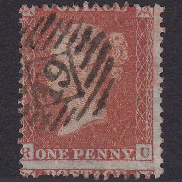 GB QV 1855 1d Red-brown (Plate 23) SGC7(1) RC FU London IS 19 Large Misperf