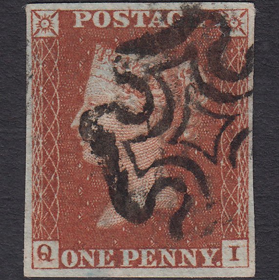 GB QV 1841 1d Red-brown (Plate 30) SG8-B1(1) QI GU 4 Margins Maltese Cross