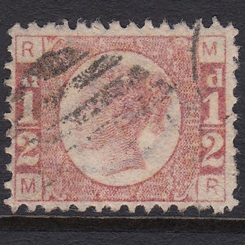 GB QV 1870 1/2d Rose (Plate 11) SG49-G4 MR FU Light Cancel Well Centred
