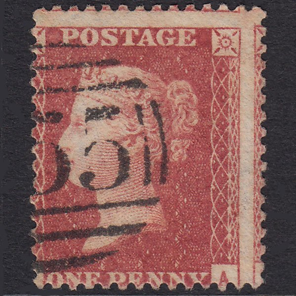 GB QV 1857 1d Rose-Red SG40-C10(1) ?A FU Large Misperf