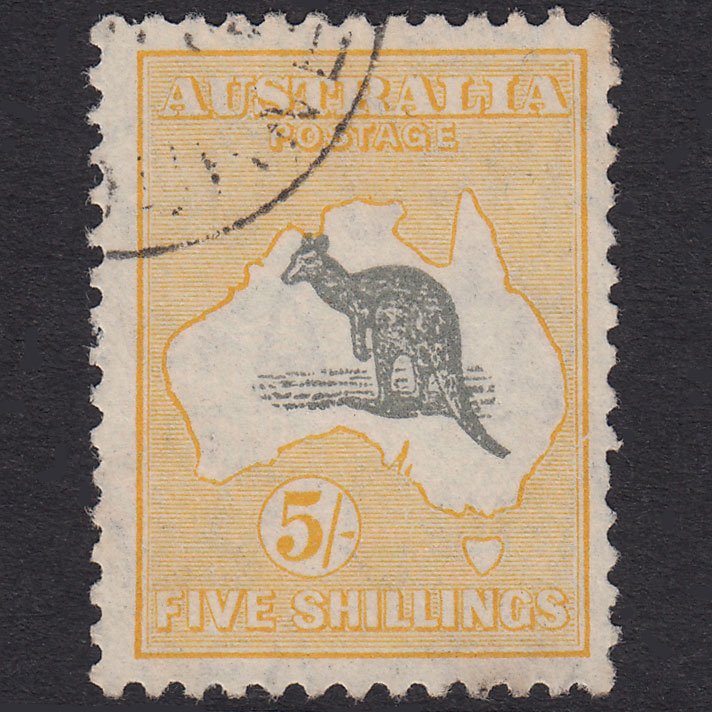 AUSTRALIA 1932 5sh Grey And Yellow Kangaroo SG135 FU CDS Frame Break