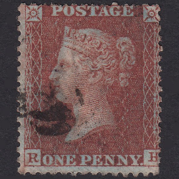 GB QV 1855 1d Plum Plate 20 SGC6(3) RH GU Light Cancel