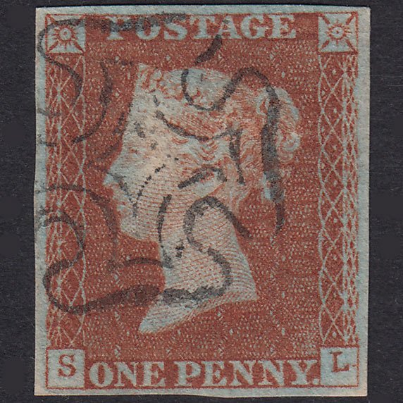 GB QV 1841 1d Plate 22 SG8-B1(1) Const Var SL FU Missing Imprimatur 4M MX