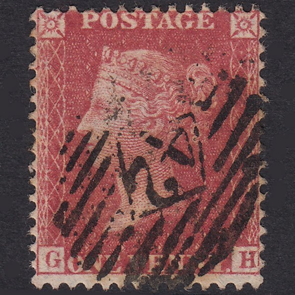 GB QV 1857 1d Rose-Red Plate 47 SG40-C10(1) GH FU London IS 42