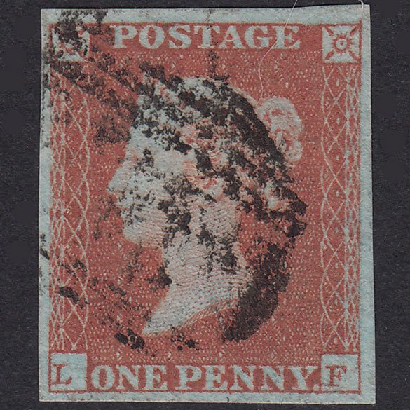 GB QV 1841 1d Red-Brown Plate 96 SG8-B1(1) LF FU 4 Good Margins