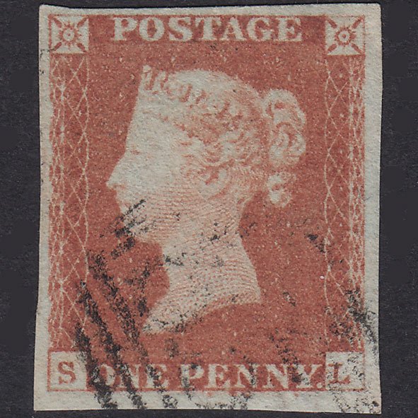 GB QV 1841 1d Red-Brown Plate 70 SG8-B1(1) SL VFU 4 Margins Light Cancel