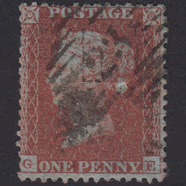 GB QV 1855 1d Red-Brown Plate 20 SG24-C3(1) GE PU London IS 23