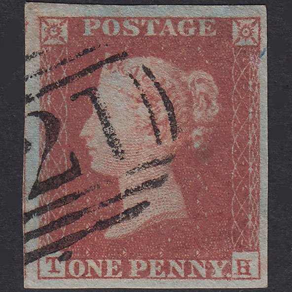 GB QV 1841 1d Red-Brown Plate 133 SG8-B2(1) TH FU 4 Good Margins