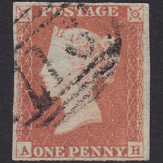 GB QV 1841 1d Red-Brown Plate 87 SG8-B1(1) AH FU 4 Margins Sleaford 716