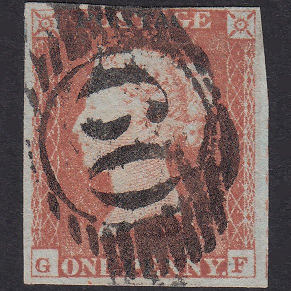 GB QV 1841 1d Red-Brown Plate 69 SG8-B1(1) GF FU 4 Margins London D&S 60