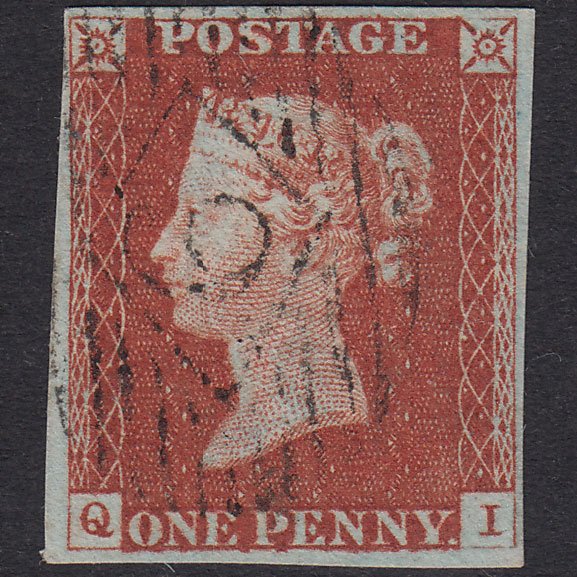 GB QV 1841 1d Red-Brown Plate 57 SG8-B1(1) QI GU 4M London IS Cancel