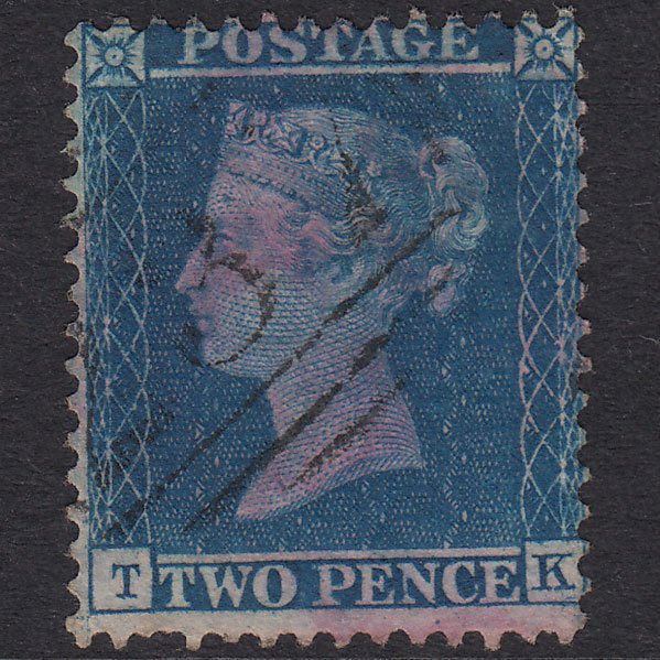 GB QV 1857 2d Blue Plate 6 SG35-F7 TK GU Dartmouth 237