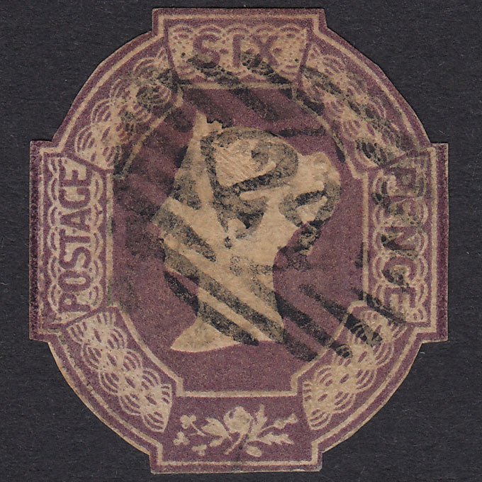 GB QV 1854 6d Purple Embossed SG60-H3 GU London IS 24 CTS Wmk Reversed