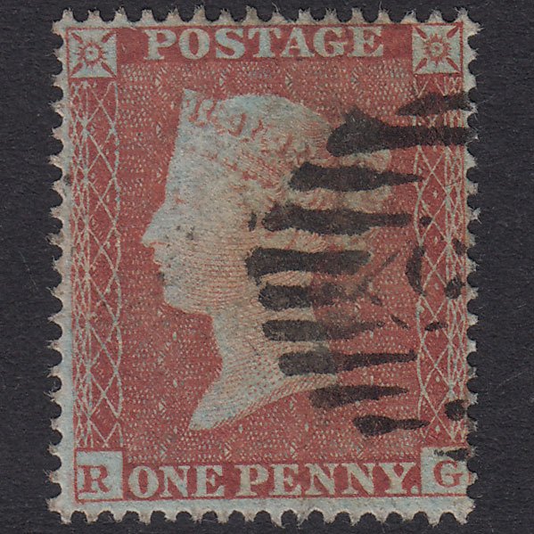 GB QV 1854 1d Red-Brown Plate 174 SG17-C1(1) RG FU London IS Cancel