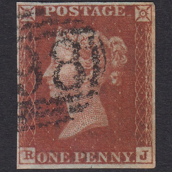 GB QV 1841 1d Deep Red-Brown Plate 56 SG10-B1(4) RJ FU 4 Margins