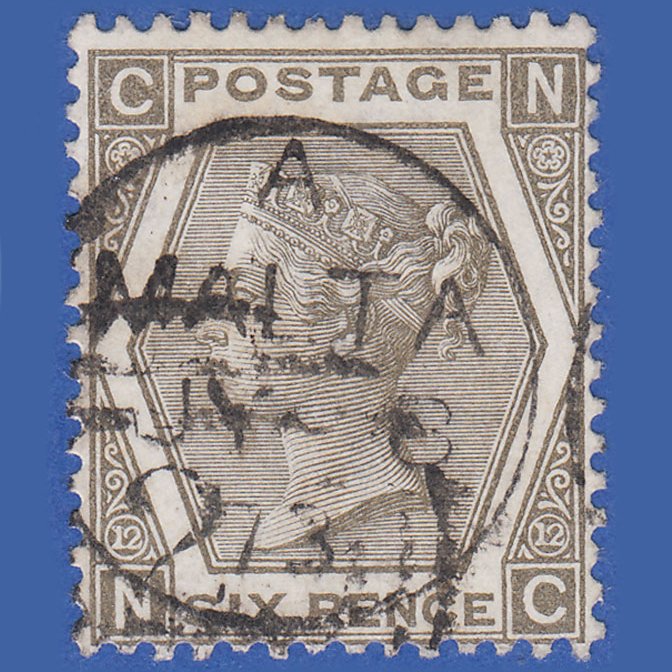 GB QV 1873 6d Grey (Plate 12) SG125-J81 NC GU Malta A25
