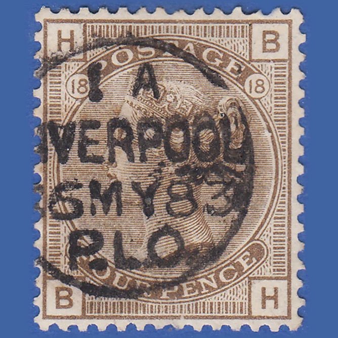 GB QV 1880 4d GREY-BROWN PLATE 18 SG160-J68 BH GU