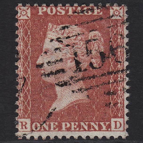 GB QV 1857 1d Dull Red Transitional (Plate 27) C9(5) RD FU Cork 156