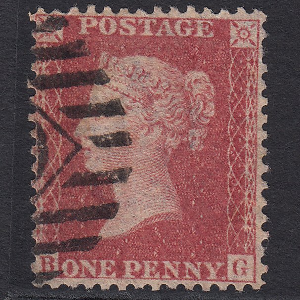 GB QV 1857 1d Rose-red (Plate 58) SG40-C10(1) BG GU London IS Cancel