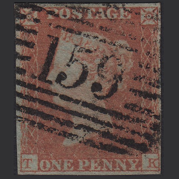 GB QV 1841 1d Red-brown (Plate 101) SG8-B1(1) TK GU Glasgow 159