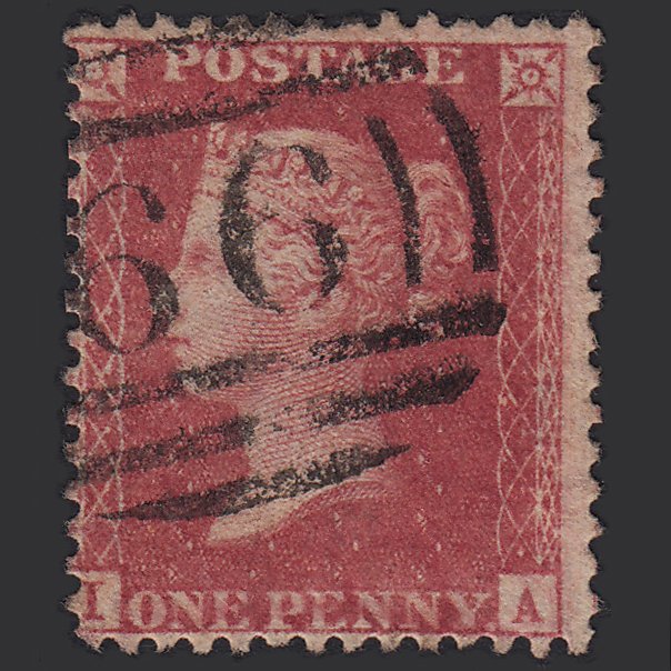 GB QV 1857 1d Rose-red (Plate 60) SG40-C10(1) IA FU Berwick 66 Misperf