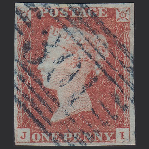 GB QV 1841 1d Red-brown (Plate 86) SG8-B1(1) JI GU Blue ST Boswell's 301