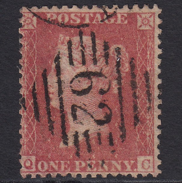 GB QV 1857 1d Rose-red (Plate 27) SG40-C10(1) QC GU Belfast 62