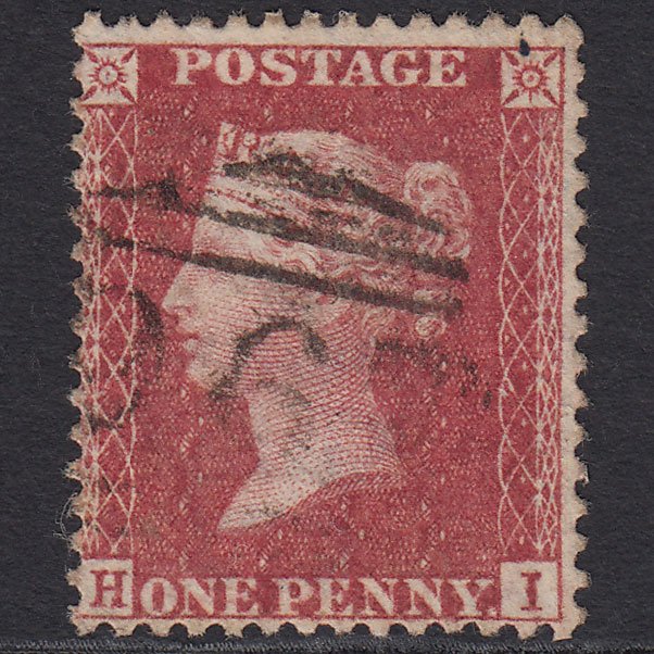 GB QV 1857 1d Rose-red (Plate 27) SG40-C10(1) HI FU Light Cancel