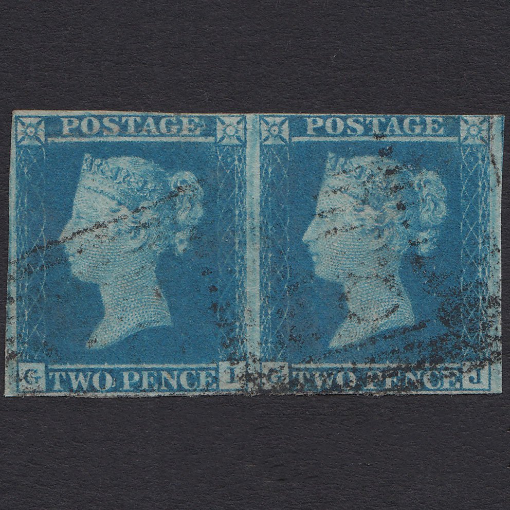 GB QV 1841 2d Pale Blue (Plate 3) SG13-E1(1) GI-GJ FU Pair 4M Scotland