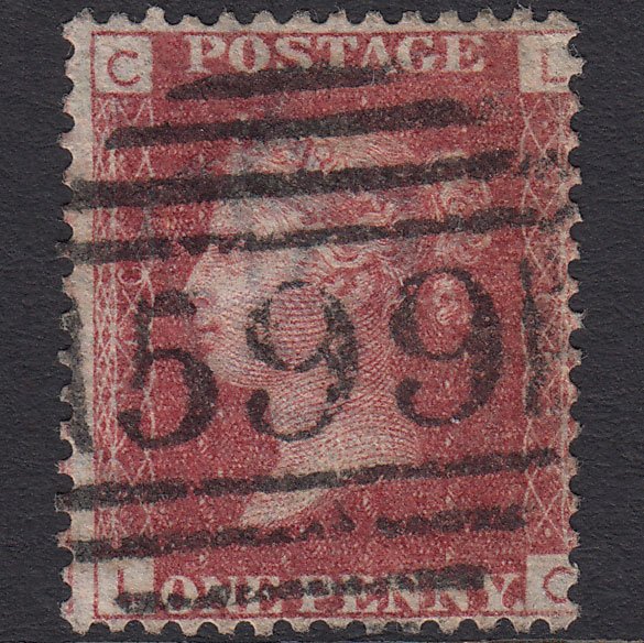 GB QV 1864 1d Lake-red (Plate 160) SG44-G1(2) LC FU Otley 599