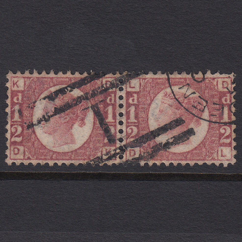 GB QV 1870 1/2d (Plate 13) SG48-G4 DK-DL FU Pair Aberdeen 1 Perfect Centring