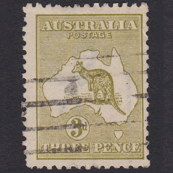 AUSTRALIA 1915 3d Yellow-Olive Kangaroo SG37 GU