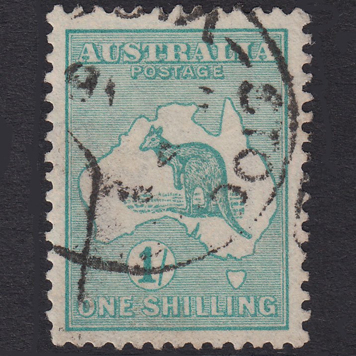 AUSTRALIA 1916 1sh Blue-Green Kangaroo SG40 VFU CDS