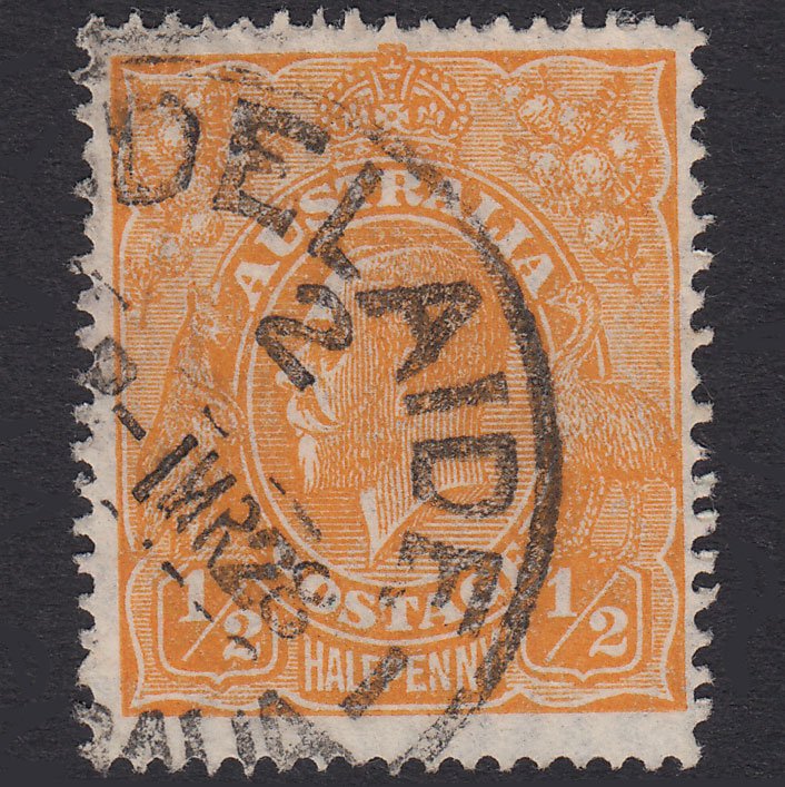 AUSTRALIA 1927 1/2d Orange King George V SG85 FU Adelaide CDS