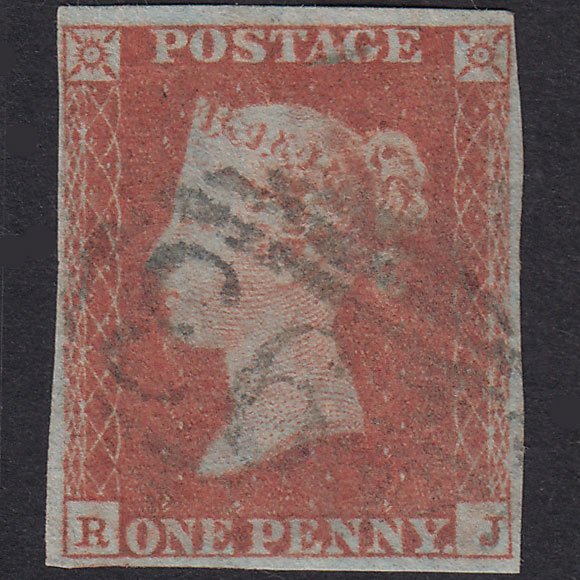 GB QV 1841 1d Red-Brown Plate 95 SG8-B1(1) RJ FU 4 Margins Maidstone 493