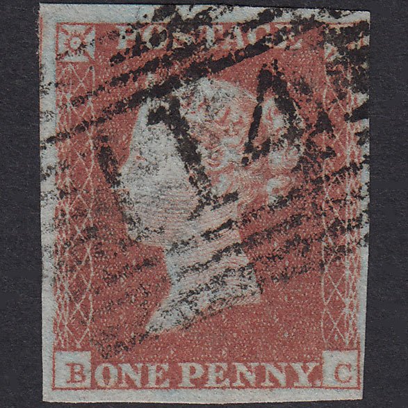 GB QV 1841 1d Red-Brown Plate 118 SG8-B1(1) BC FU 4 Margins Dundee 114