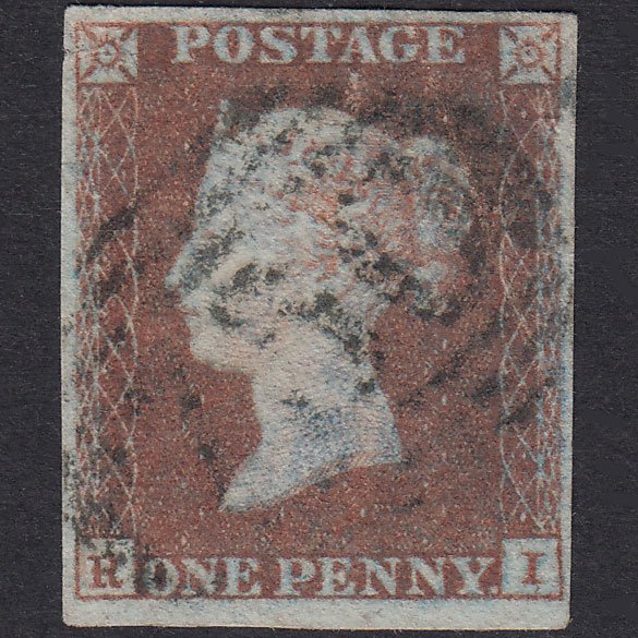 GB QV 1841 1d Red-Brown Plate 88 SG8-B1(1) RI GU 4 Margins
