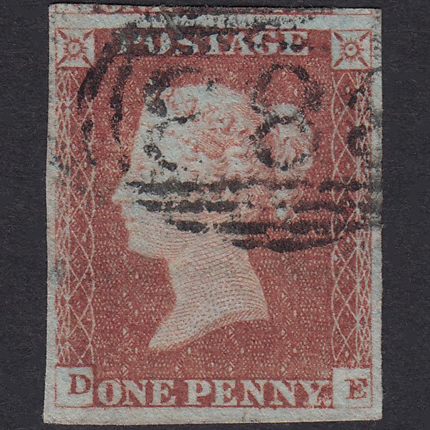 GB QV 1841 1d Red-Brown Plate 84 SG8-B1(1) DE GU 4 Margins