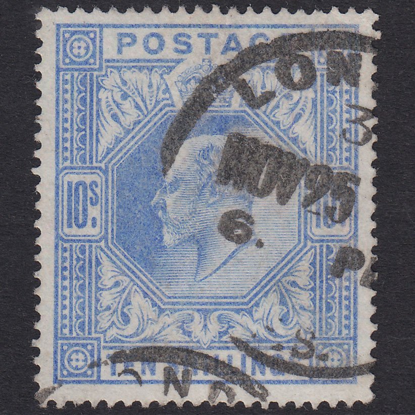 GB KE7 1902 10/- Ultramarine SG265-M53(1) FU London CDS