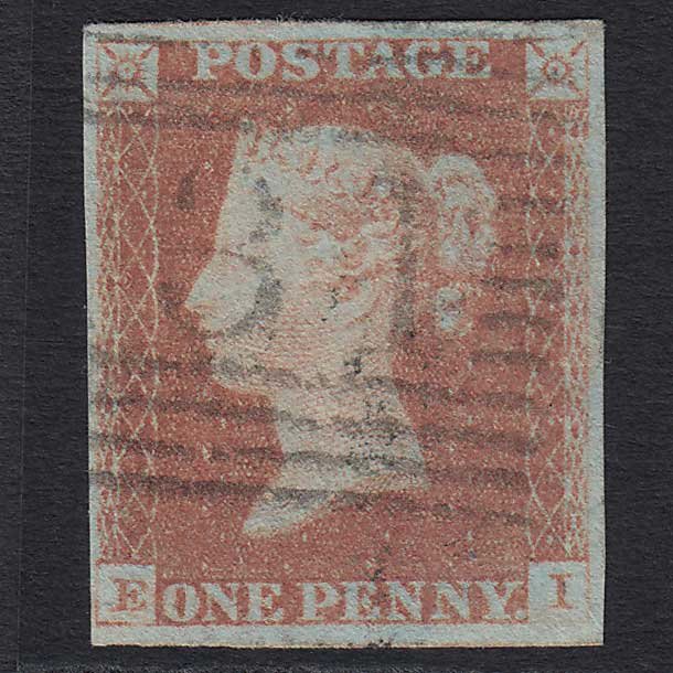 GB QV 1841 1d Red-brown (Plate 75) (SG8) 'EI' FU Edinburgh (131) 4 Margins
