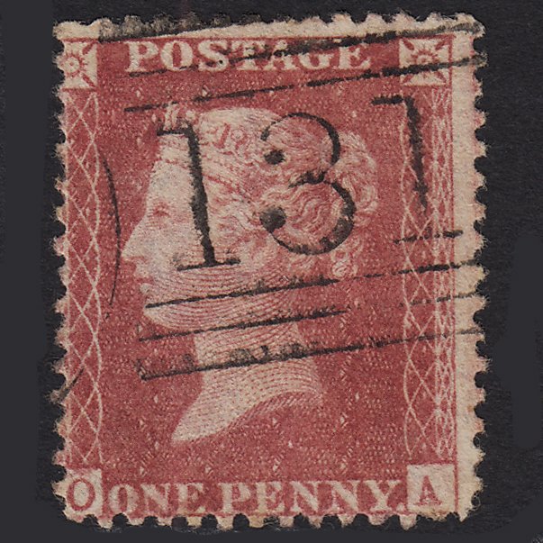 GB QV 1857 1d Rose-red (Plate 36) SG40-C10(1) OA GU Edinburgh 131