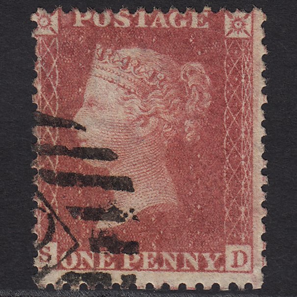 GB QV 1857 1d Rose-red (Plate 52) SG40-C10(1) SD GU London IS Cancel Misperf