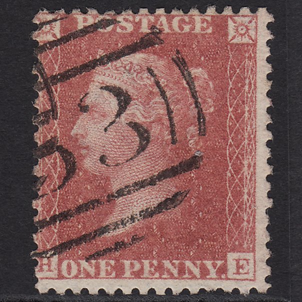GB QV 1857 1d Pale Rose (Plate 56) SG39-C10(3) HE FU Bath 53