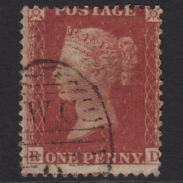 GB QV 1857 1d Rose-red (Plate 61) SG40-C10(1) RD GU London D&S Cancel