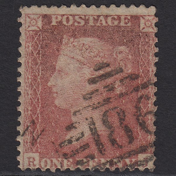 GB QV 1857 1d Rose-red (Plate 57) SG40-C10(1) RJ GU Dublin 186