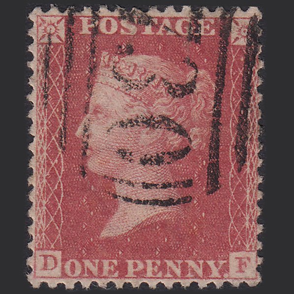 GB QV 1861 1d Rose-red Plate R16 SGC13(3) DF FU Stafford 730 Well Centred