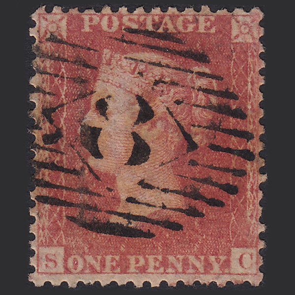 GB QV 1857 1d Rose-red (Plate 55) SG40-C10(1) SC GU London IS 8